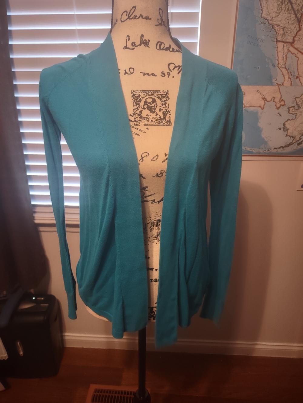 Express Teal Open-Front Drapey Cardigan